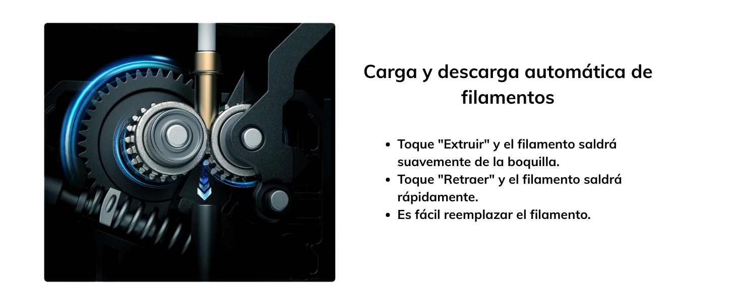 Cada detalle de la Ender 3 V3 SE ha sido pensado para garantizar una experiencia de usuario sencilla y agradable. La pantalla a color de 3,2 pulgadas con su práctico control por perilla giratoria facilita la navegación por los menús y el manejo de las configuraciones de forma intuitiva, sin la curva de aprendizaje de otras impresoras. La combinación de su diseño compacto que ocupa poco espacio, su operación silenciosa y sus funciones automáticas la convierten en la compañera perfecta para cualquier escritorio o taller doméstico, permitiéndote enfocarte en lo que realmente importa: dar vida a tus ideas.